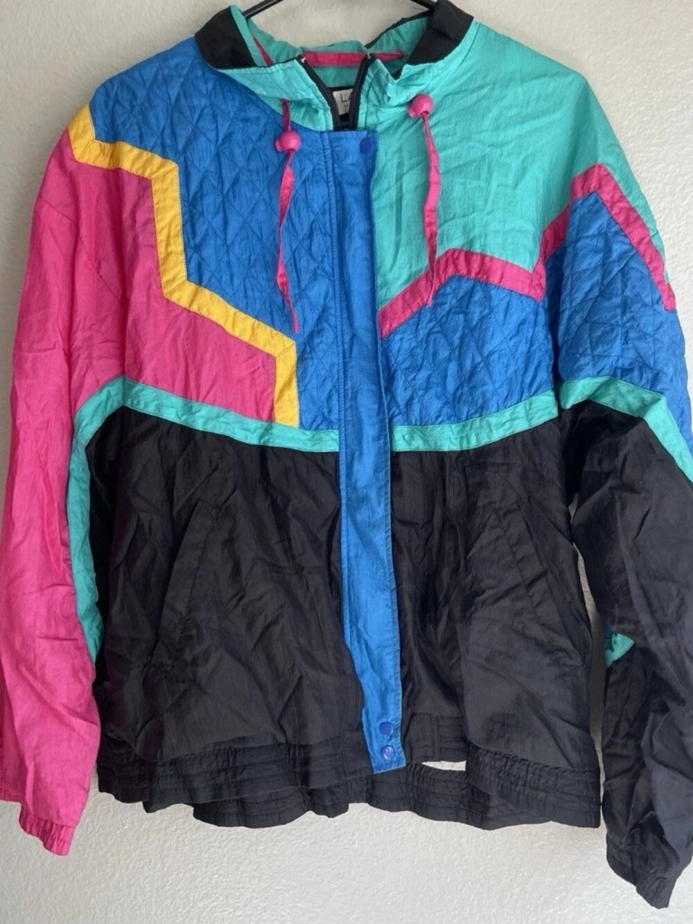 Vintage Lavon by Cheerful Corp Womens XL Windbreaker Track Jacket Zip Multicolor